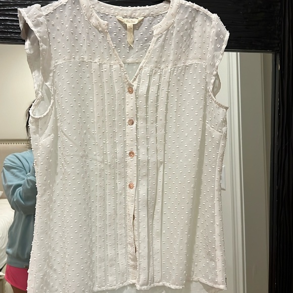 Matilda Jane White Sleeveless Sheer Swiss Dot Ruffled Shirt Top Blouse - Picture 3 of 6